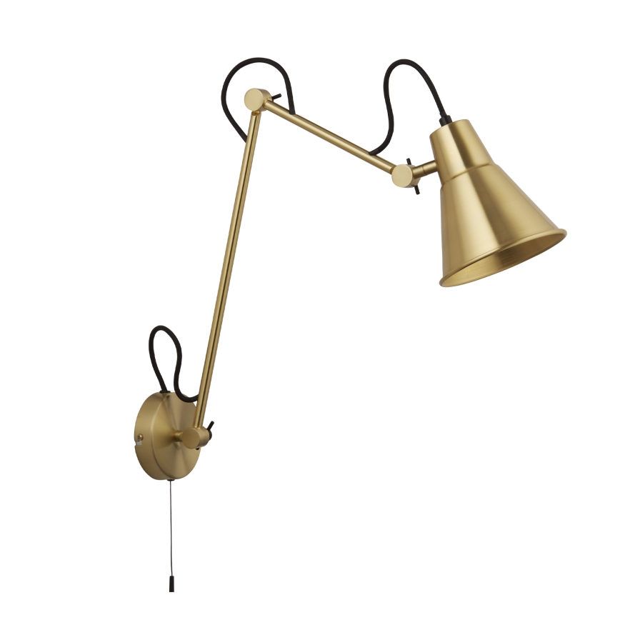 Searchlight - Dimmable wall lamp SWING ARM 1xE27/20W/230V brass