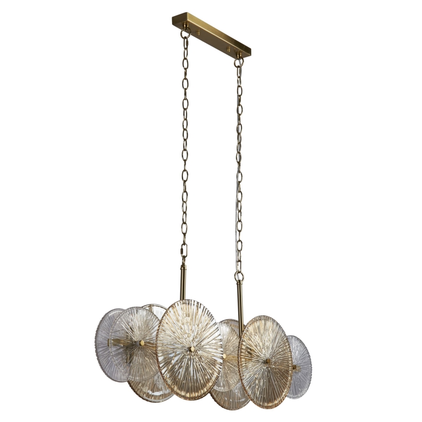 Searchlight - Chandelier on a chain WAGON WHEEL 10xG9/33W/230V brass