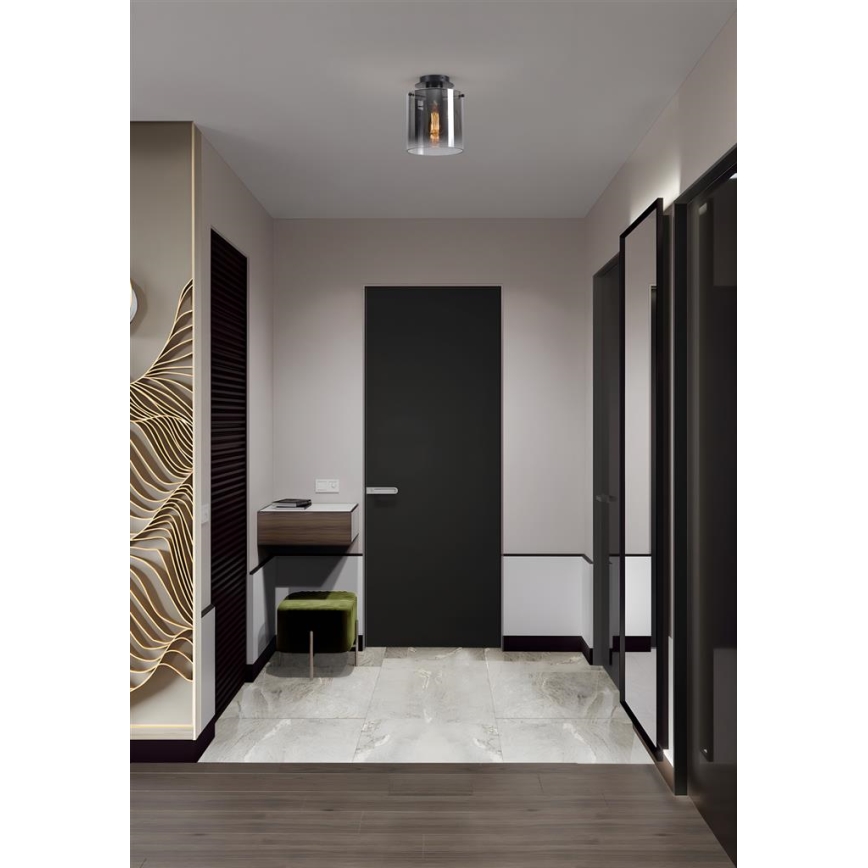 Searchlight - SWEDEN Ceiling Light 1xE27/60W/230V Ø 22 cm Black/Smoked