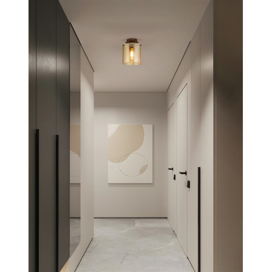 Searchlight - SWEDEN ceiling light 1xE27/60W/230V Ø 22 cm brown/smoky