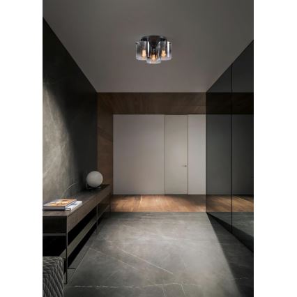 Searchlight - Ceiling light SWEDEN 3xE27/60W/230V dia. 39 cm black/smoked