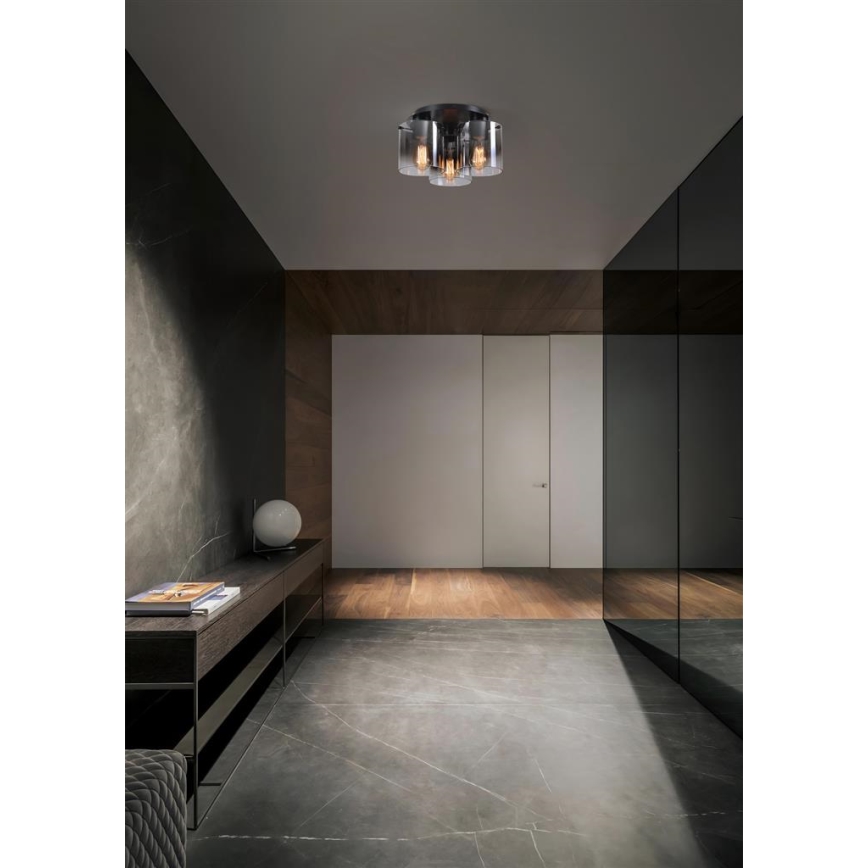 Searchlight - Ceiling light SWEDEN 3xE27/60W/230V dia. 39 cm black/smoked