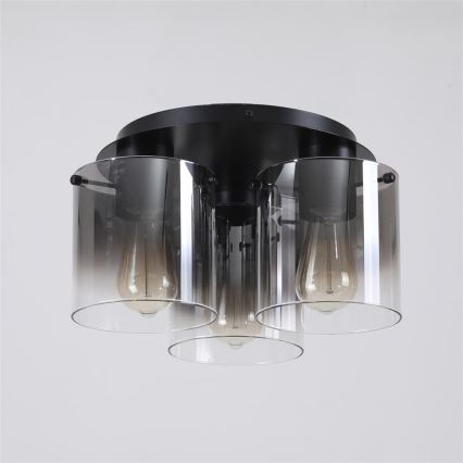 Searchlight - Ceiling light SWEDEN 3xE27/60W/230V dia. 39 cm black/smoked