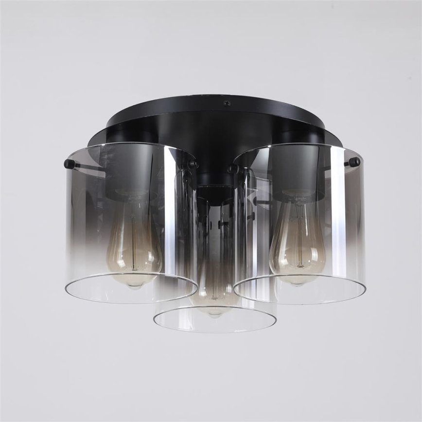 Searchlight - Ceiling light SWEDEN 3xE27/60W/230V dia. 39 cm black/smoked