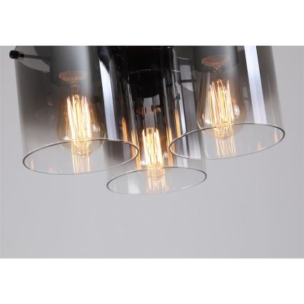 Searchlight - Ceiling light SWEDEN 3xE27/60W/230V dia. 39 cm black/smoked