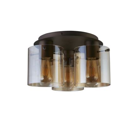 Searchlight - SWEDEN ceiling light 3xE27/60W/230V Ø 39 cm brown/smoke