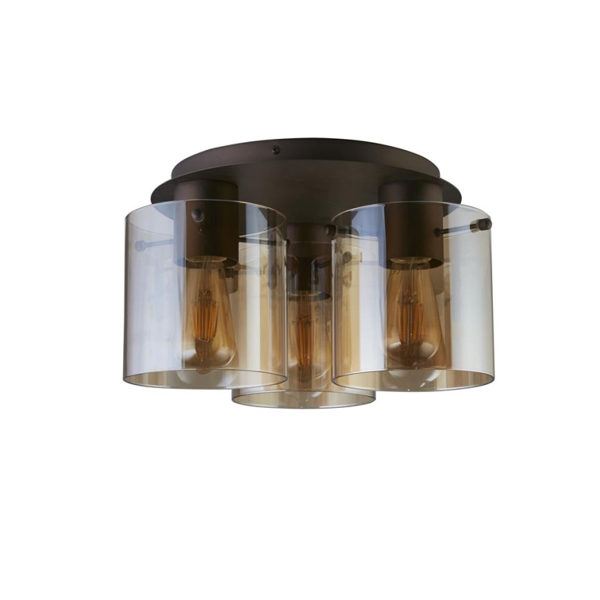Searchlight - SWEDEN ceiling light 3xE27/60W/230V Ø 39 cm brown/smoke