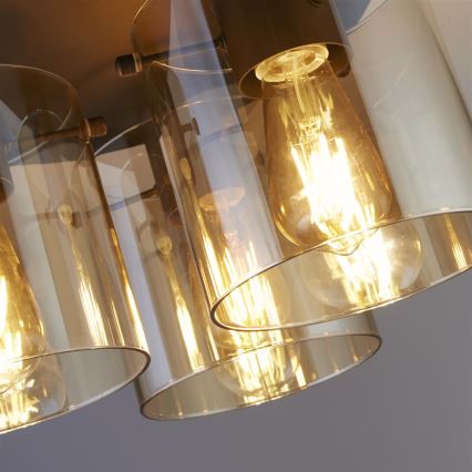 Searchlight - SWEDEN ceiling light 3xE27/60W/230V Ø 39 cm brown/smoke