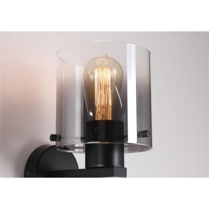 Searchlight - Wall Light SWEDEN 1xE27/60W/230V Black/Smoked