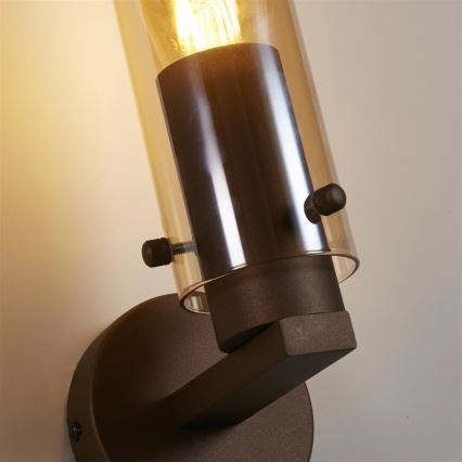Searchlight - Wall light SWEDEN 1xE27/60W/230V Brown/Smoked