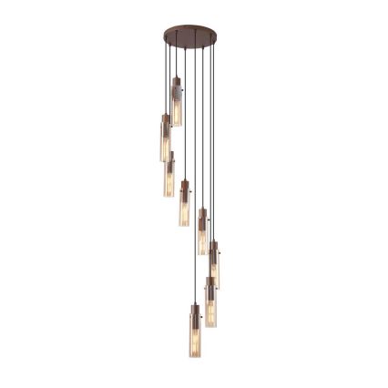 Searchlight - Cable-hung chandelier SWEDEN 8xE27/60W/230V brown/smoked