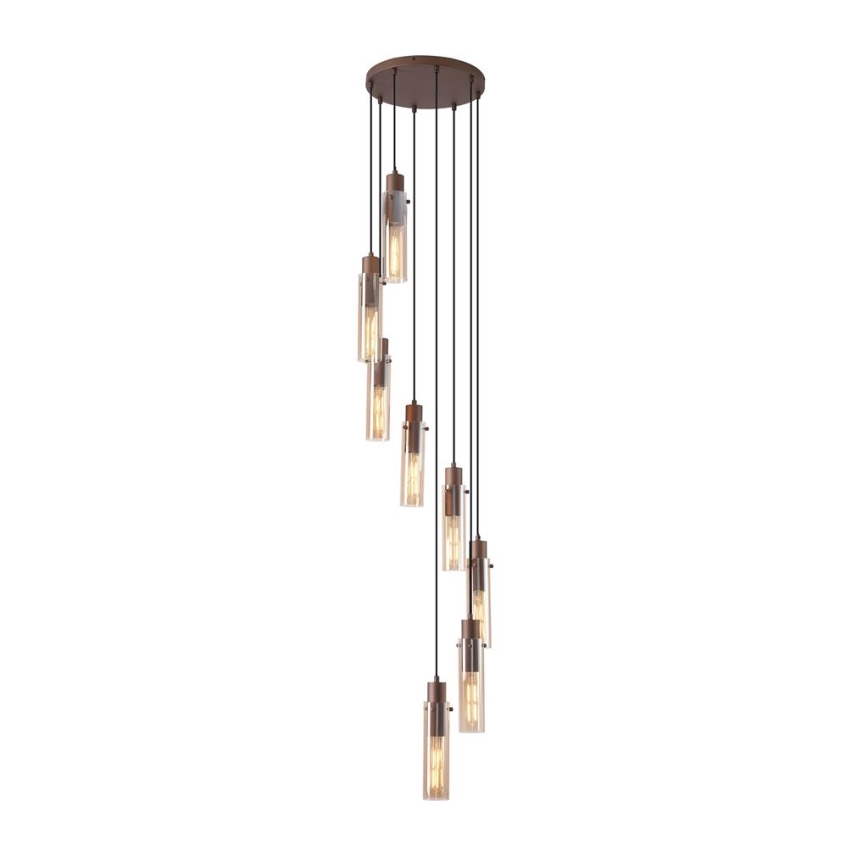 Searchlight - Cable-hung chandelier SWEDEN 8xE27/60W/230V brown/smoked