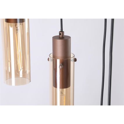 Searchlight - Cable-hung chandelier SWEDEN 8xE27/60W/230V brown/smoked