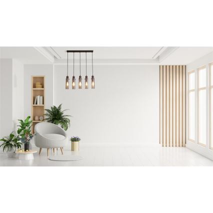 Searchlight - SWEDEN cable pendant 5xE27/60W/230V brown/smoked
