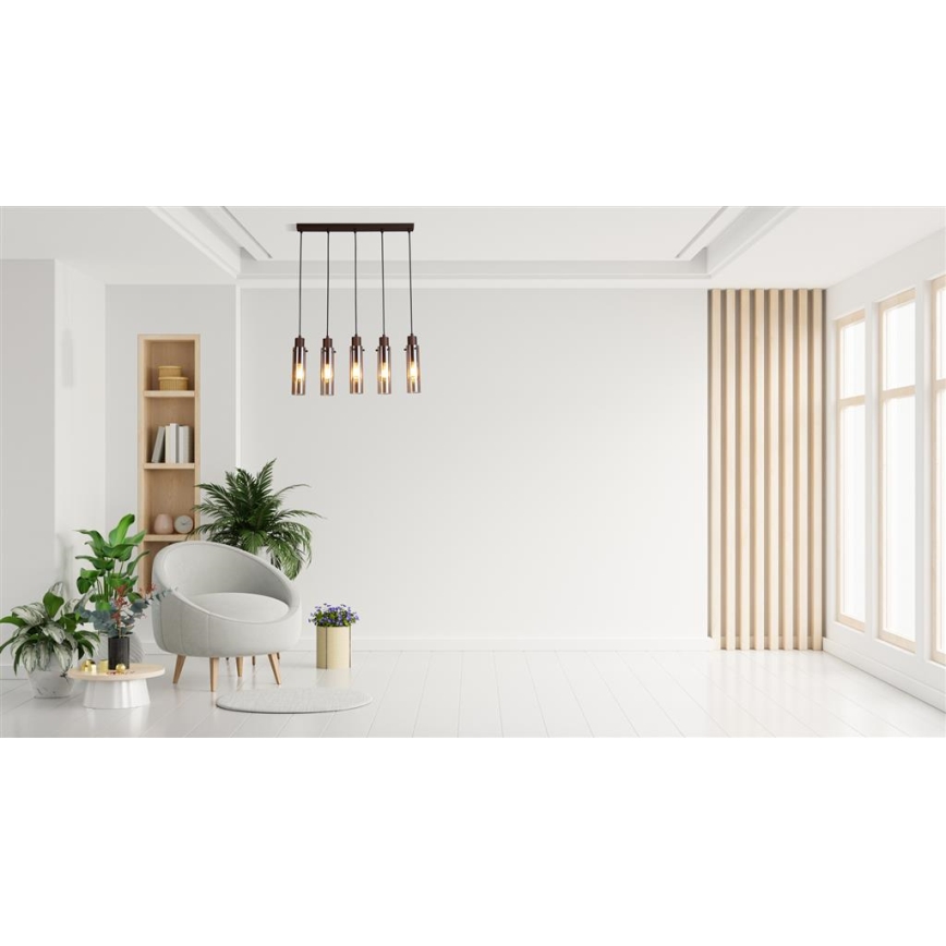 Searchlight - SWEDEN cable pendant 5xE27/60W/230V brown/smoked