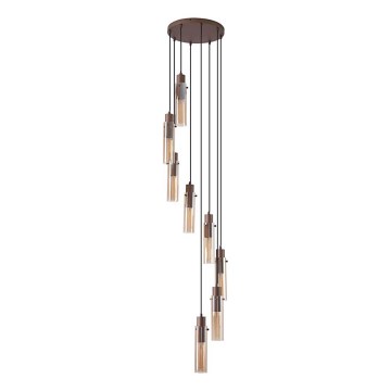 Searchlight - Cable-hung chandelier SWEDEN 8xE27/60W/230V brown/smoked