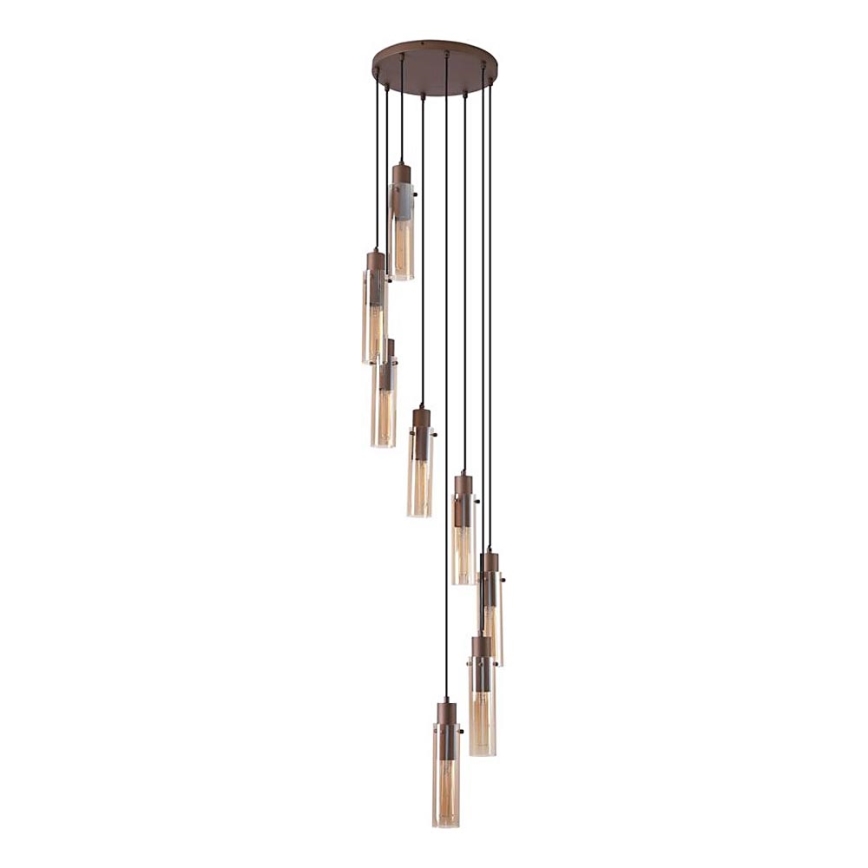 Searchlight - Cable-hung chandelier SWEDEN 8xE27/60W/230V brown/smoked