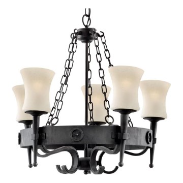 Searchlight - CARTWHEEL Chain-Hung Chandelier 5xE27/60W/230V, Black