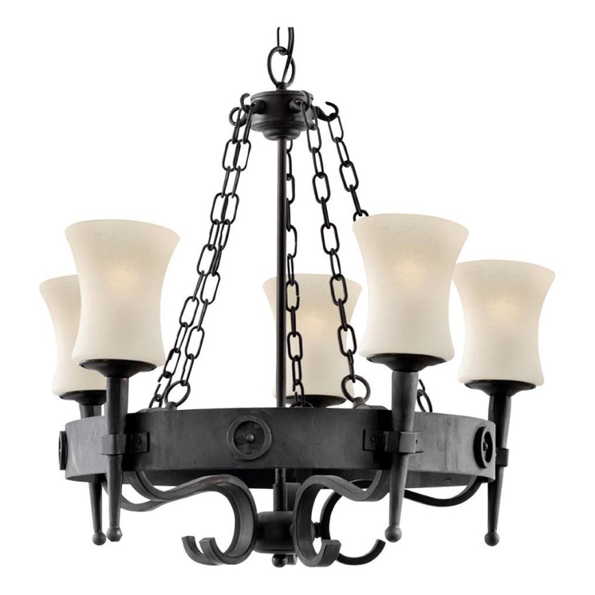 Searchlight - CARTWHEEL Chain-Hung Chandelier 5xE27/60W/230V, Black