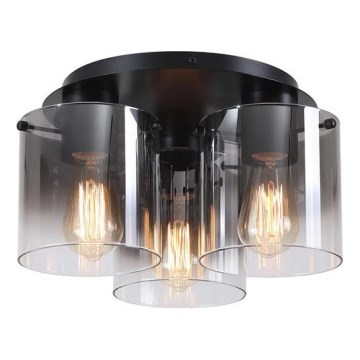 Searchlight - Ceiling light SWEDEN 3xE27/60W/230V dia. 39 cm black/smoked