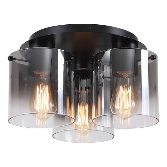 Searchlight - Ceiling light SWEDEN 3xE27/60W/230V dia. 39 cm black/smoked