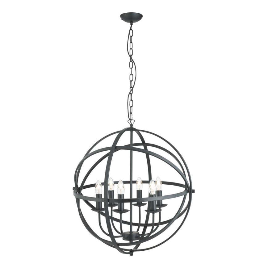 Searchlight - Chain-hung chandelier ORBIT 6xE14/60W/230V black