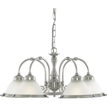 Searchlight - Chandelier on a chain AMERICAN DINER 5xE14/60W/230V shiny chrome