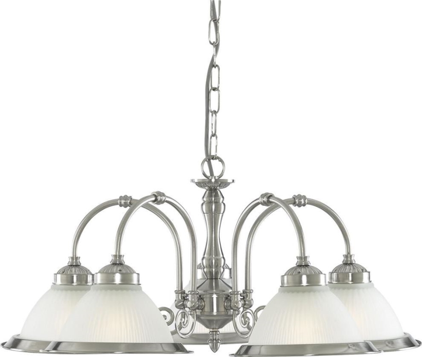 Searchlight - Chandelier on a chain AMERICAN DINER 5xE14/60W/230V shiny chrome