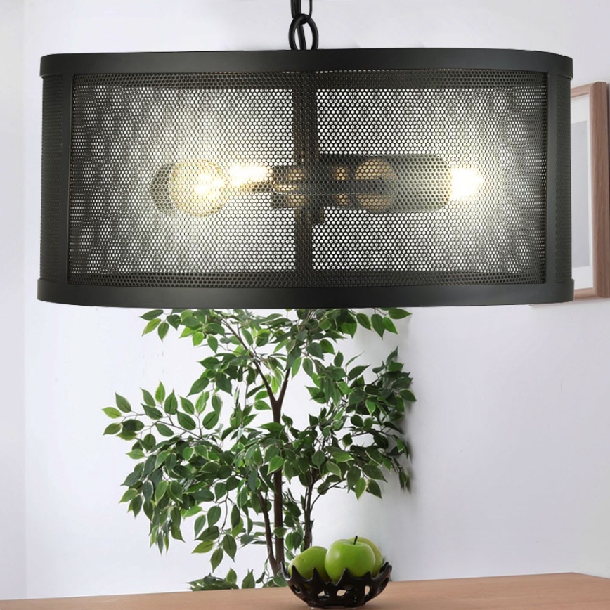 Searchlight - Chandelier on a chain FISHNET 3xE27/60W/230V black