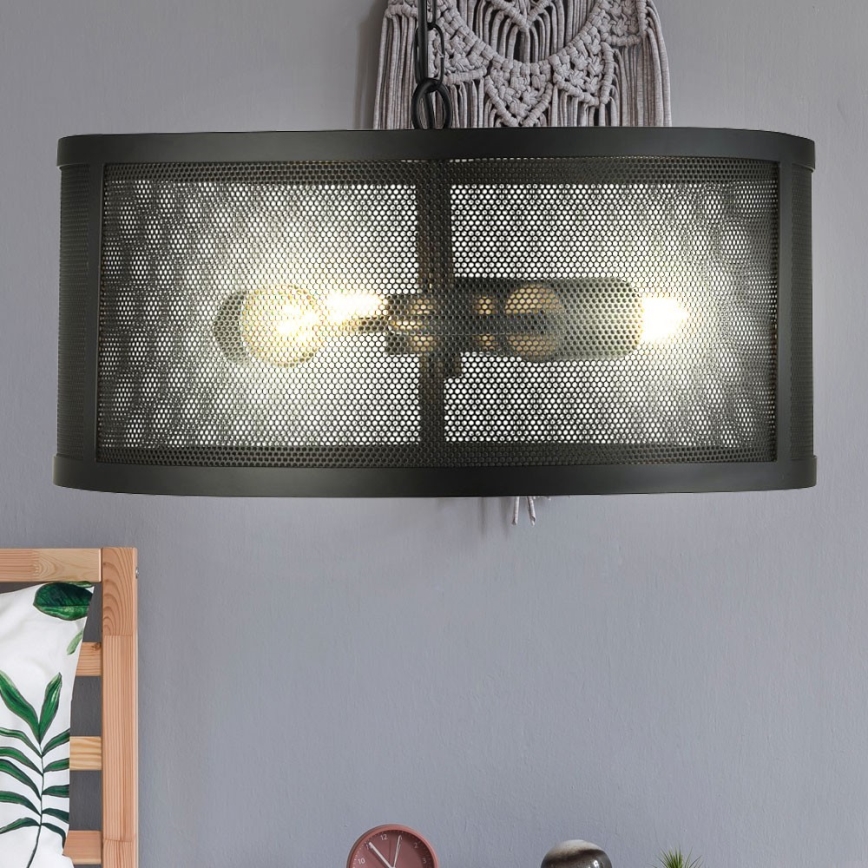 Searchlight - Chandelier on a chain FISHNET 3xE27/60W/230V black