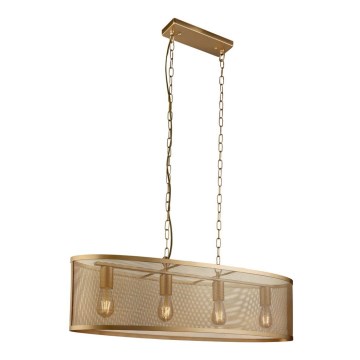 Searchlight - Chandelier on a chain FISHNET 4xE27/60W/230V golden