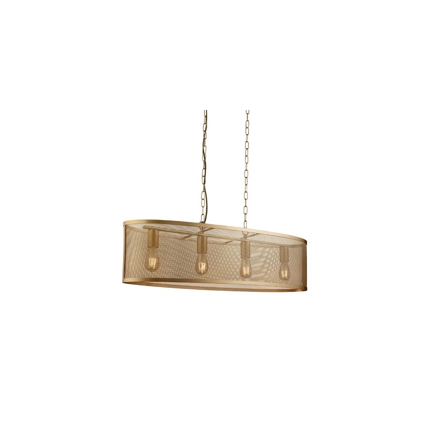 Searchlight - Chandelier on a chain FISHNET 4xE27/60W/230V golden