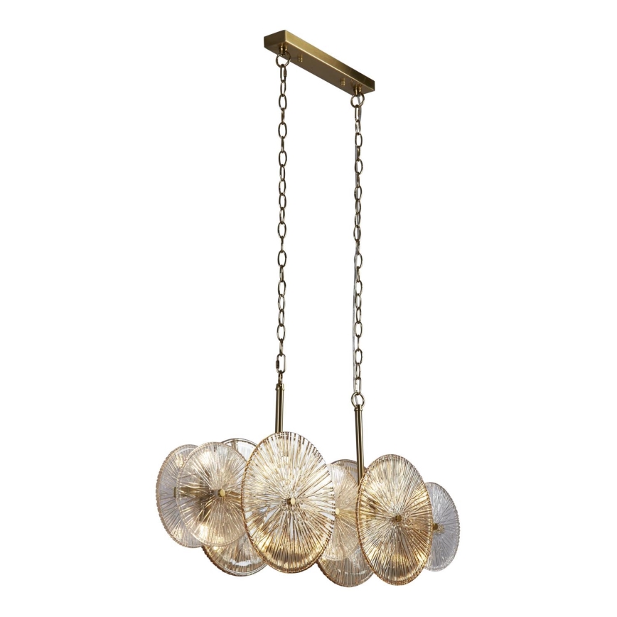 Searchlight - Chandelier on a chain WAGON WHEEL 10xG9/33W/230V brass