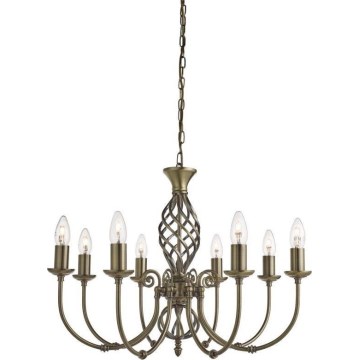 Searchlight - Chandelier on a chain ZANZIBAR 8xE14/60W/230V brass