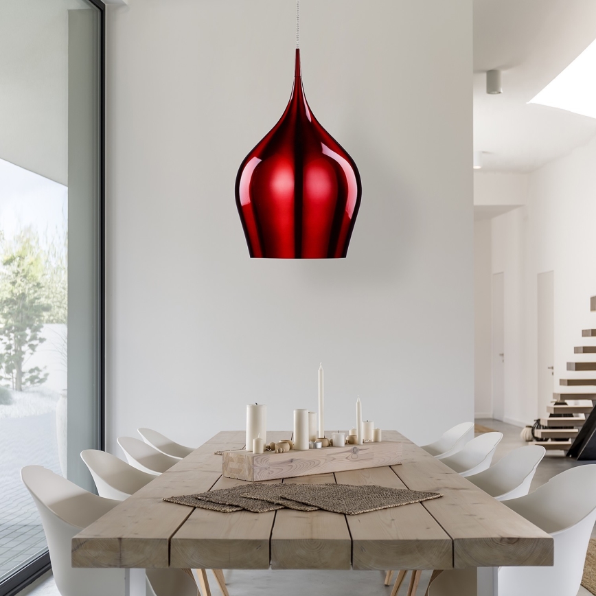 Searchlight - Chandelier on a string VIBRANT 1xE27/60W/230V red