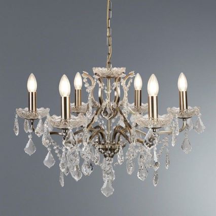 Searchlight - Crystal chain chandelier  PARIS 6xE14/40W/230V