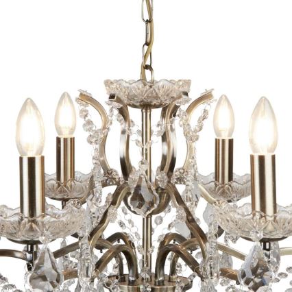Searchlight - Crystal chain chandelier  PARIS 6xE14/40W/230V
