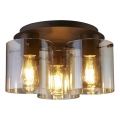 Searchlight - SWEDEN ceiling light 3xE27/60W/230V Ø 39 cm brown/smoke