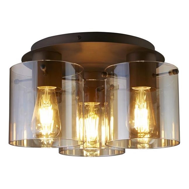 Searchlight - SWEDEN ceiling light 3xE27/60W/230V Ø 39 cm brown/smoke