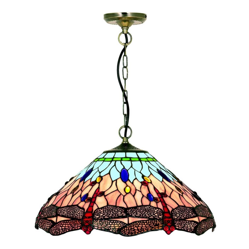 Searchlight - Tiffany chandelier on a chain DRAGONFLY 1xE27/60W/230V