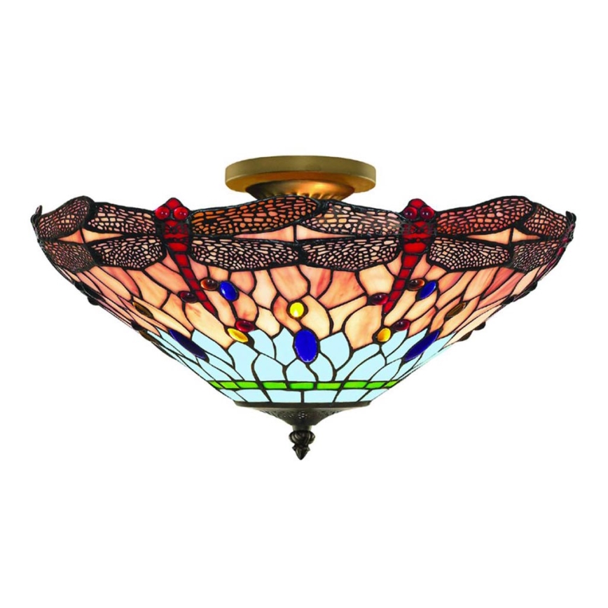 Searchlight - Tiffany surface-mounted chandelier DRAGONFLY 3xE14/40W/230V