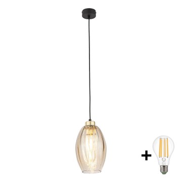 SEBO LED Pendant Light on Cable 1xE27/15W/230V Black/Smoky Beige