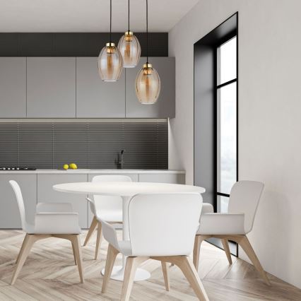 SEBO LED pendant on cable 3xE27/15W/230V black/smoky beige