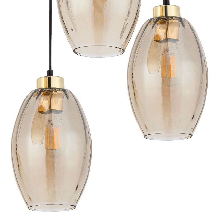 SEBO LED pendant on cable 3xE27/15W/230V black/smoky beige