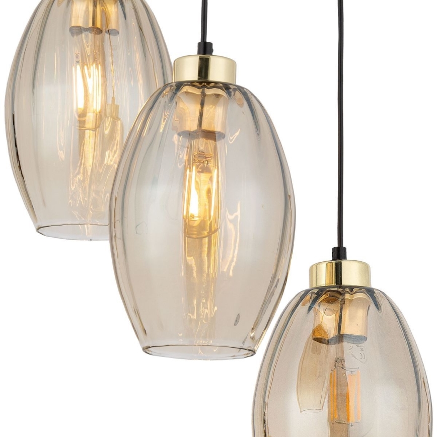 SEBO LED pendant on cable 3xE27/15W/230V black/smoky beige