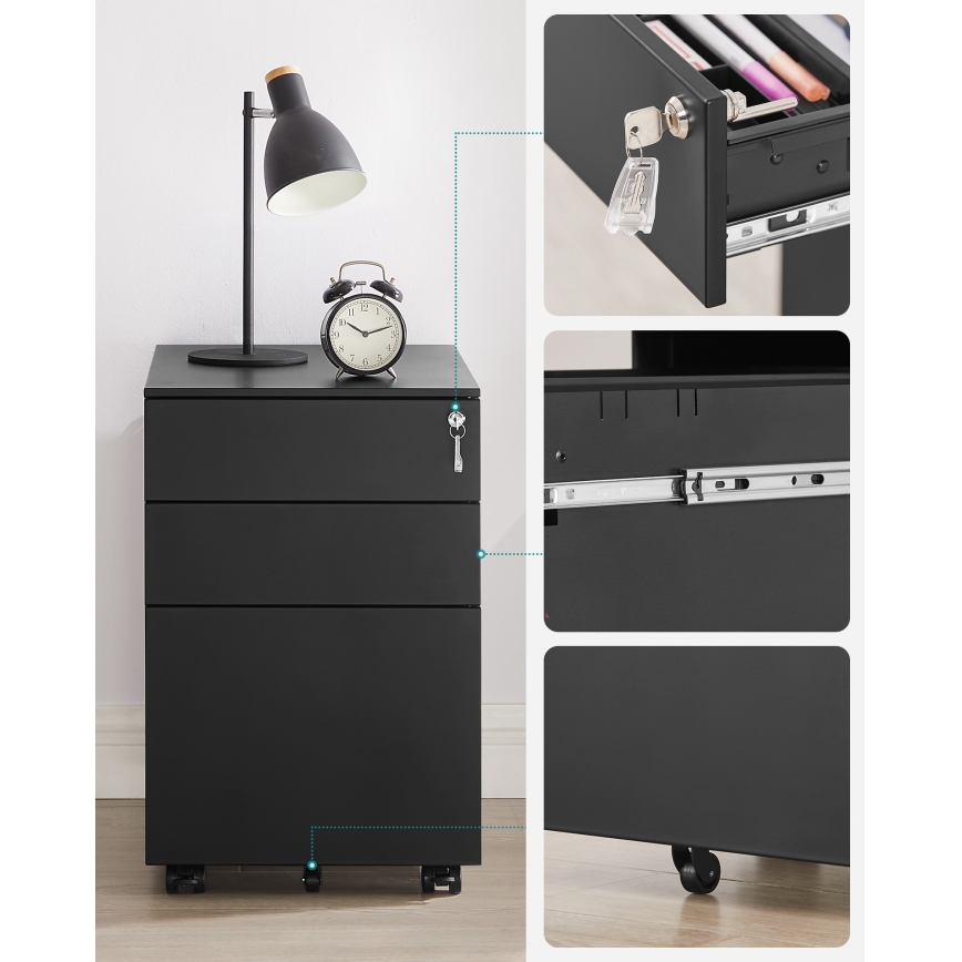 SECURIO Office Pedestal, Black