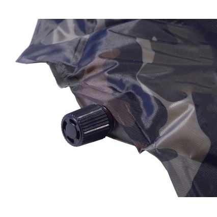 Self-inflating camping mat with pillow camouflage