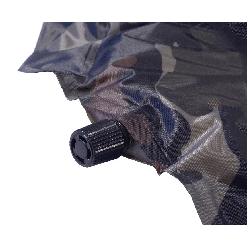 Self-inflating camping mat with pillow camouflage