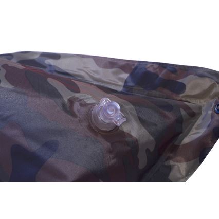 Self-inflating camping mat with pillow camouflage