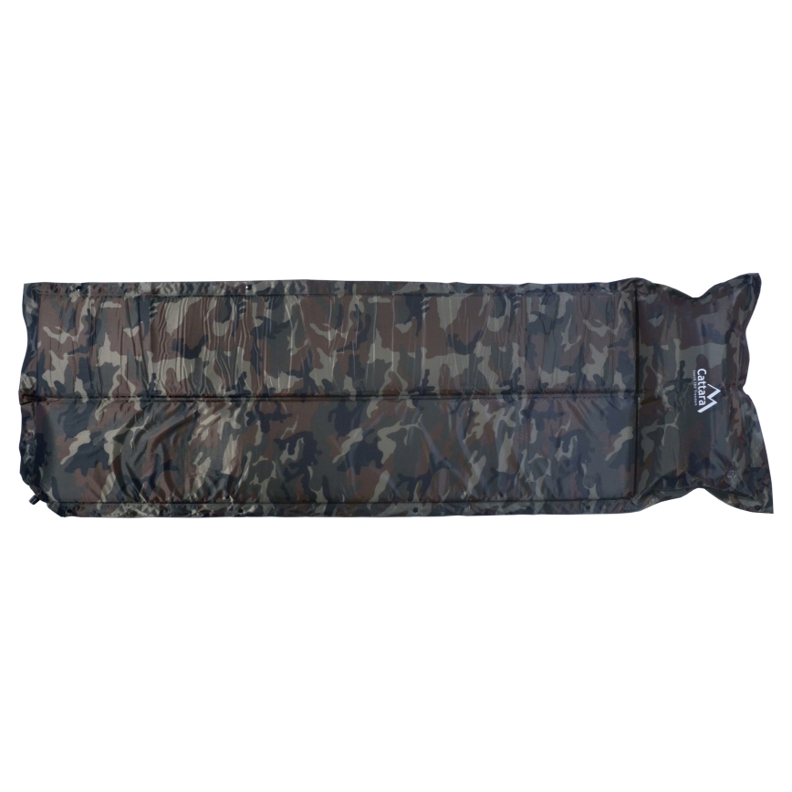 Self-inflating camping mat with pillow camouflage